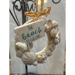 “The Beach is Calling” Nautical Seashells Christmas Holiday Ornament 3.5”